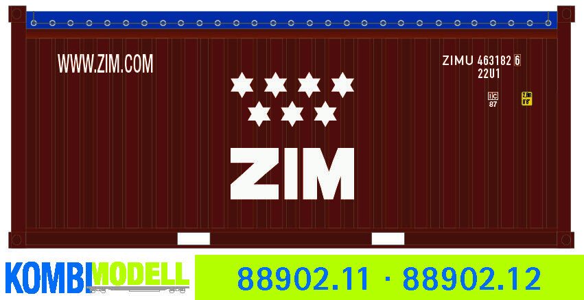 Kombimodell 88902.12 Ct 20' Open-Top (22U1) »ZIM« #ZIMU 4 